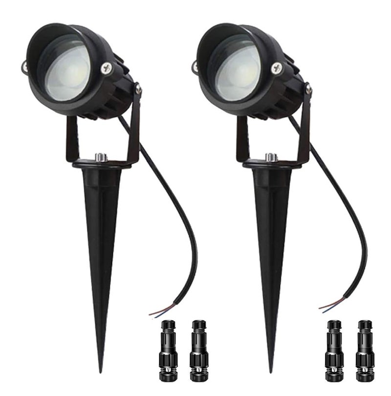LAVAED 10W LED Landscape Lights 12V Outdoor Spotlight with Connectors Low Voltage Landscape Lighting Warm White Waterproof Yard Uplight(2Pack) - Image 1